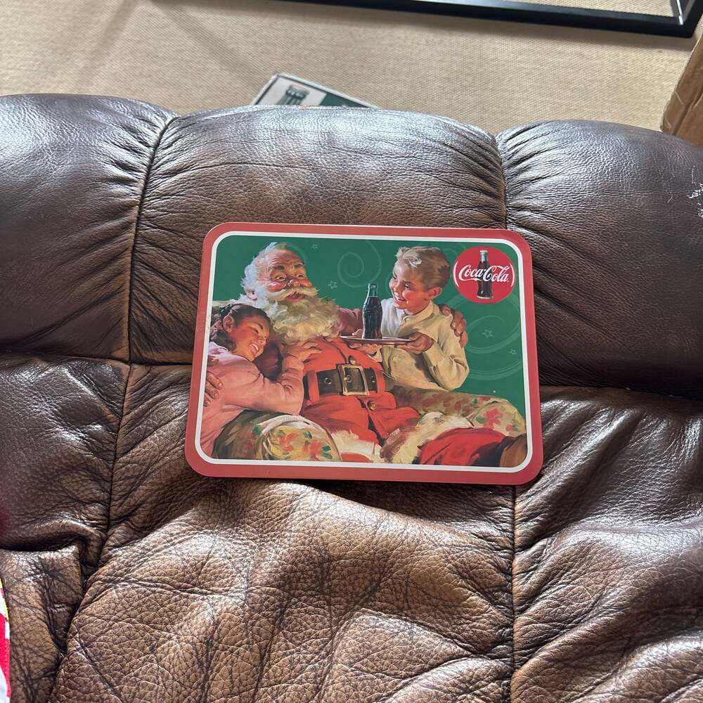 Vintage Coca-Cola Christmas Tin Featuring Santa and Children 'They Remembered Me